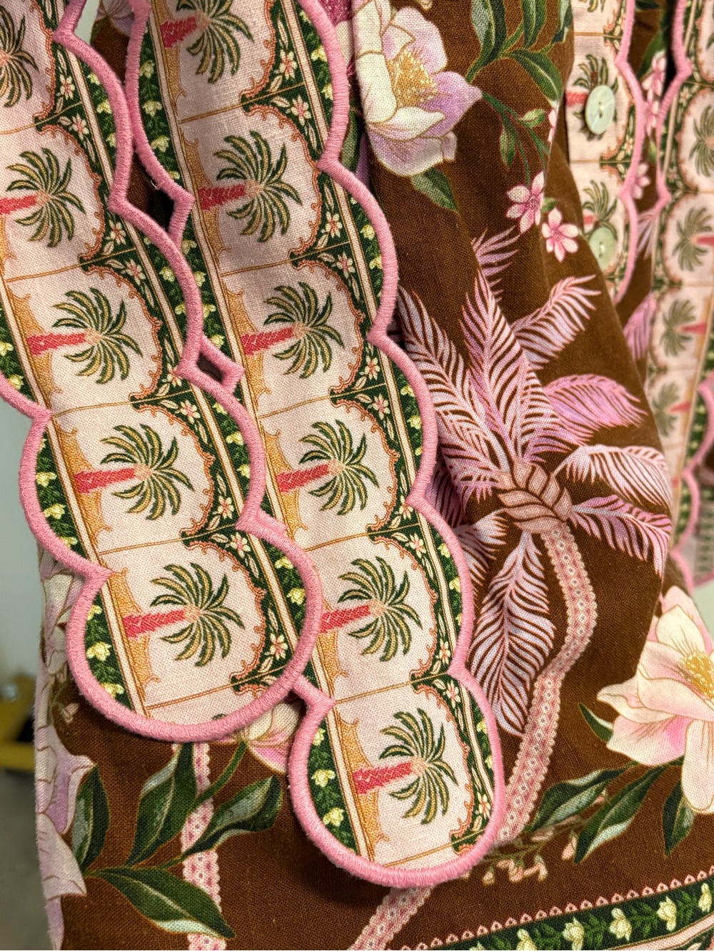 FARM Rio Pink Floral Embroidered Brown Mini Dress - Picture 3 of 4